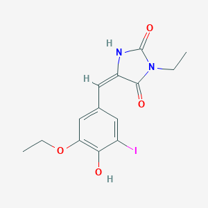 (5E)-5-(3-ethoxy-4-hydroxy-5-iodobenzylidene)-3-ethylimidazolidine-2,4-dione