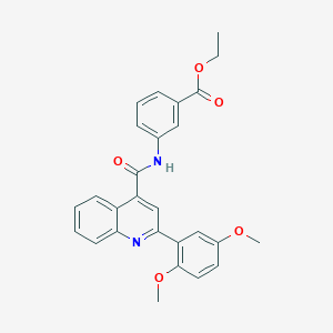 molecular formula C27H24N2O5 B4265214 ethyl 3-({[2-(2,5-dimethoxyphenyl)-4-quinolinyl]carbonyl}amino)benzoate 