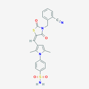 molecular formula C24H20N4O4S2 B426522 4-(3-{[3-(2-cyanobenzyl)-2,4-dioxo-1,3-thiazolidin-5-ylidene]methyl}-2,5-dimethyl-1H-pyrrol-1-yl)benzenesulfonamide 