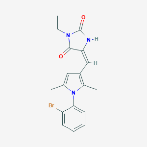 molecular formula C18H18BrN3O2 B426524 5-{[1-(2-bromophenyl)-2,5-dimethyl-1H-pyrrol-3-yl]methylene}-3-ethyl-2,4-imidazolidinedione 