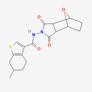 molecular formula C18H20N2O4S B4265247 N-(3,5-dioxo-10-oxa-4-azatricyclo[5.2.1.0~2,6~]dec-4-yl)-6-methyl-4,5,6,7-tetrahydro-1-benzothiophene-3-carboxamide 