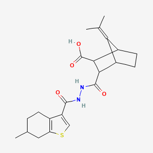 molecular formula C22H28N2O4S B4265249 7-(1-methylethylidene)-3-({2-[(6-methyl-4,5,6,7-tetrahydro-1-benzothien-3-yl)carbonyl]hydrazino}carbonyl)bicyclo[2.2.1]heptane-2-carboxylic acid 