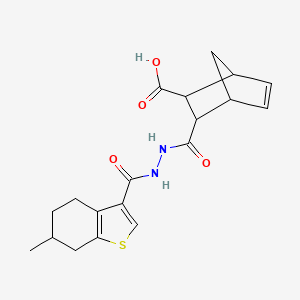 molecular formula C19H22N2O4S B4265250 3-({2-[(6-methyl-4,5,6,7-tetrahydro-1-benzothien-3-yl)carbonyl]hydrazino}carbonyl)bicyclo[2.2.1]hept-5-ene-2-carboxylic acid 