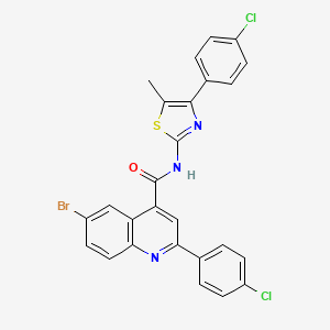 molecular formula C26H16BrCl2N3OS B4265254 6-bromo-2-(4-chlorophenyl)-N-[4-(4-chlorophenyl)-5-methyl-1,3-thiazol-2-yl]-4-quinolinecarboxamide 