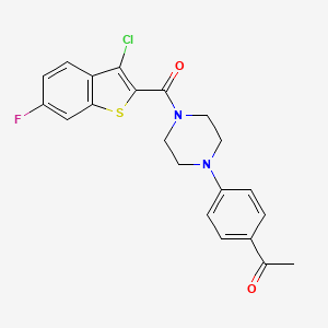 molecular formula C21H18ClFN2O2S B4265315 1-(4-{4-[(3-chloro-6-fluoro-1-benzothien-2-yl)carbonyl]-1-piperazinyl}phenyl)ethanone 