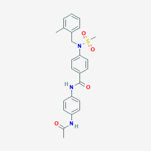 molecular formula C24H25N3O4S B426532 N-[4-(acetylamino)phenyl]-4-[(2-methylbenzyl)(methylsulfonyl)amino]benzamide 