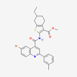 molecular formula C29H27BrN2O3S B4265321 methyl 2-({[6-bromo-2-(3-methylphenyl)-4-quinolinyl]carbonyl}amino)-6-ethyl-4,5,6,7-tetrahydro-1-benzothiophene-3-carboxylate 