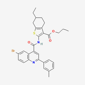 molecular formula C31H31BrN2O3S B4265328 propyl 2-({[6-bromo-2-(3-methylphenyl)-4-quinolinyl]carbonyl}amino)-6-ethyl-4,5,6,7-tetrahydro-1-benzothiophene-3-carboxylate 