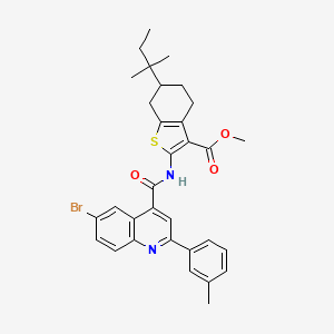 molecular formula C32H33BrN2O3S B4265338 methyl 2-({[6-bromo-2-(3-methylphenyl)-4-quinolinyl]carbonyl}amino)-6-(1,1-dimethylpropyl)-4,5,6,7-tetrahydro-1-benzothiophene-3-carboxylate 