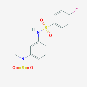 molecular formula C14H15FN2O4S2 B426534 4-fluoro-N-{3-[methyl(methylsulfonyl)amino]phenyl}benzenesulfonamide 