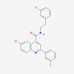 molecular formula C25H20BrClN2O B4265343 6-bromo-N-[2-(3-chlorophenyl)ethyl]-2-(3-methylphenyl)-4-quinolinecarboxamide 