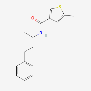 molecular formula C16H19NOS B4265394 5-methyl-N-(1-methyl-3-phenylpropyl)-3-thiophenecarboxamide 