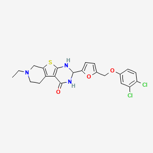 molecular formula C22H21Cl2N3O3S B4265421 2-{5-[(3,4-dichlorophenoxy)methyl]-2-furyl}-7-ethyl-2,3,5,6,7,8-hexahydropyrido[4',3':4,5]thieno[2,3-d]pyrimidin-4(1H)-one CAS No. 438217-49-3
