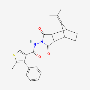 molecular formula C24H24N2O3S B4265425 5-methyl-N-[10-(1-methylethylidene)-3,5-dioxo-4-azatricyclo[5.2.1.0~2,6~]dec-4-yl]-4-phenyl-3-thiophenecarboxamide 