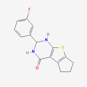 molecular formula C15H13FN2OS B4265453 2-(3-fluorophenyl)-1,2,3,5,6,7-hexahydro-4H-cyclopenta[4,5]thieno[2,3-d]pyrimidin-4-one 