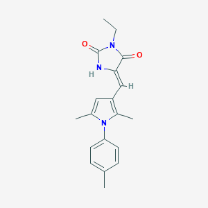 molecular formula C19H21N3O2 B426546 5-{[2,5-dimethyl-1-(4-methylphenyl)-1H-pyrrol-3-yl]methylene}-3-ethyl-2,4-imidazolidinedione 
