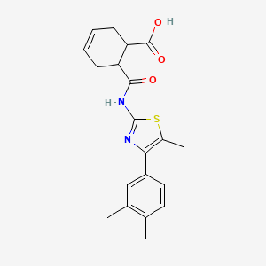 molecular formula C20H22N2O3S B4265470 6-({[4-(3,4-dimethylphenyl)-5-methyl-1,3-thiazol-2-yl]amino}carbonyl)-3-cyclohexene-1-carboxylic acid 