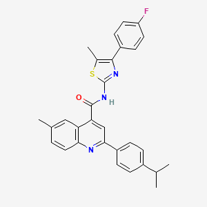 molecular formula C30H26FN3OS B4265506 N-[4-(4-fluorophenyl)-5-methyl-1,3-thiazol-2-yl]-2-(4-isopropylphenyl)-6-methyl-4-quinolinecarboxamide 