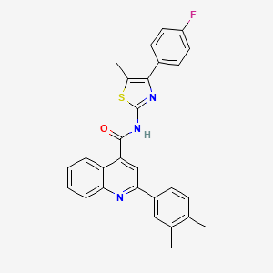 molecular formula C28H22FN3OS B4265517 2-(3,4-dimethylphenyl)-N-[4-(4-fluorophenyl)-5-methyl-1,3-thiazol-2-yl]-4-quinolinecarboxamide 