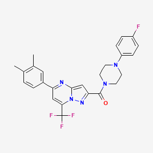 molecular formula C26H23F4N5O B4265542 5-(3,4-dimethylphenyl)-2-{[4-(4-fluorophenyl)-1-piperazinyl]carbonyl}-7-(trifluoromethyl)pyrazolo[1,5-a]pyrimidine 