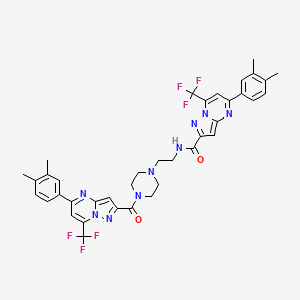 molecular formula C38H35F6N9O2 B4265544 5-(3,4-dimethylphenyl)-N-[2-(4-{[5-(3,4-dimethylphenyl)-7-(trifluoromethyl)pyrazolo[1,5-a]pyrimidin-2-yl]carbonyl}-1-piperazinyl)ethyl]-7-(trifluoromethyl)pyrazolo[1,5-a]pyrimidine-2-carboxamide 