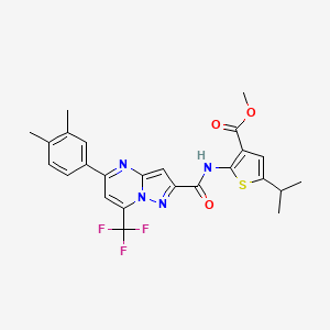 molecular formula C25H23F3N4O3S B4265546 methyl 2-({[5-(3,4-dimethylphenyl)-7-(trifluoromethyl)pyrazolo[1,5-a]pyrimidin-2-yl]carbonyl}amino)-5-isopropyl-3-thiophenecarboxylate 