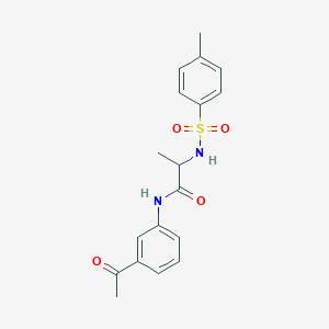 molecular formula C18H20N2O4S B426555 N-(3-acetylphenyl)-2-{[(4-methylphenyl)sulfonyl]amino}propanamide 
