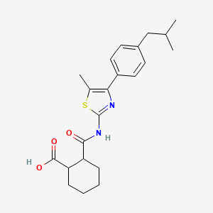 molecular formula C22H28N2O3S B4265564 2-({[4-(4-isobutylphenyl)-5-methyl-1,3-thiazol-2-yl]amino}carbonyl)cyclohexanecarboxylic acid 