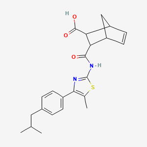 molecular formula C23H26N2O3S B4265572 3-({[4-(4-isobutylphenyl)-5-methyl-1,3-thiazol-2-yl]amino}carbonyl)bicyclo[2.2.1]hept-5-ene-2-carboxylic acid 