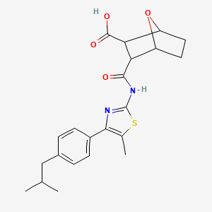 molecular formula C22H26N2O4S B4265574 3-({[4-(4-isobutylphenyl)-5-methyl-1,3-thiazol-2-yl]amino}carbonyl)-7-oxabicyclo[2.2.1]heptane-2-carboxylic acid 