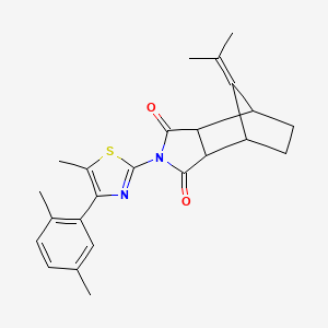 molecular formula C24H26N2O2S B4265582 4-[4-(2,5-dimethylphenyl)-5-methyl-1,3-thiazol-2-yl]-10-(1-methylethylidene)-4-azatricyclo[5.2.1.0~2,6~]decane-3,5-dione 