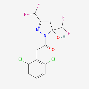 molecular formula C13H10Cl2F4N2O2 B4265588 1-[(2,6-dichlorophenyl)acetyl]-3,5-bis(difluoromethyl)-4,5-dihydro-1H-pyrazol-5-ol 