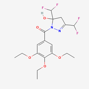 molecular formula C18H22F4N2O5 B4265594 3,5-bis(difluoromethyl)-1-(3,4,5-triethoxybenzoyl)-4,5-dihydro-1H-pyrazol-5-ol 