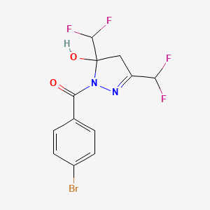 molecular formula C12H9BrF4N2O2 B4265616 1-(4-bromobenzoyl)-3,5-bis(difluoromethyl)-4,5-dihydro-1H-pyrazol-5-ol 
