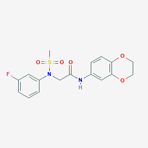 molecular formula C17H17FN2O5S B426562 N-(2,3-dihydro-1,4-benzodioxin-6-yl)-2-[3-fluoro(methylsulfonyl)anilino]acetamide CAS No. 640714-08-5