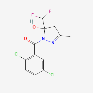 molecular formula C12H10Cl2F2N2O2 B4265620 1-(2,5-dichlorobenzoyl)-5-(difluoromethyl)-3-methyl-4,5-dihydro-1H-pyrazol-5-ol 