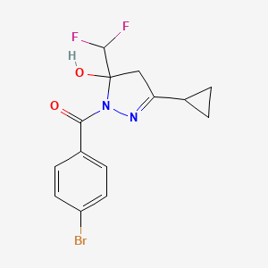 molecular formula C14H13BrF2N2O2 B4265626 1-(4-bromobenzoyl)-3-cyclopropyl-5-(difluoromethyl)-4,5-dihydro-1H-pyrazol-5-ol 