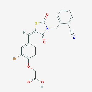molecular formula C20H13BrN2O5S B426563 (2-Bromo-4-{[3-(2-cyanobenzyl)-2,4-dioxo-1,3-thiazolidin-5-ylidene]methyl}phenoxy)acetic acid 