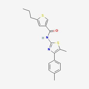 molecular formula C19H20N2OS2 B4265670 N-[5-methyl-4-(4-methylphenyl)-1,3-thiazol-2-yl]-5-propyl-3-thiophenecarboxamide 