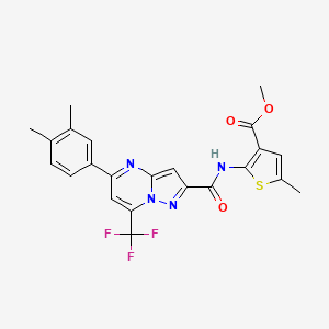 molecular formula C23H19F3N4O3S B4265681 methyl 2-({[5-(3,4-dimethylphenyl)-7-(trifluoromethyl)pyrazolo[1,5-a]pyrimidin-2-yl]carbonyl}amino)-5-methyl-3-thiophenecarboxylate 