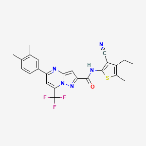 molecular formula C24H20F3N5OS B4265690 N-(3-cyano-4-ethyl-5-methyl-2-thienyl)-5-(3,4-dimethylphenyl)-7-(trifluoromethyl)pyrazolo[1,5-a]pyrimidine-2-carboxamide 