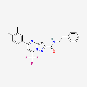 molecular formula C24H21F3N4O B4265691 5-(3,4-dimethylphenyl)-N-(2-phenylethyl)-7-(trifluoromethyl)pyrazolo[1,5-a]pyrimidine-2-carboxamide 