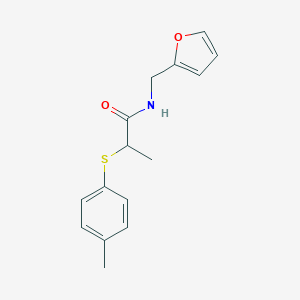 molecular formula C15H17NO2S B426573 N-(2-furylmethyl)-2-[(4-methylphenyl)sulfanyl]propanamide 