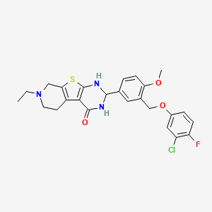 molecular formula C25H25ClFN3O3S B4265754 2-{3-[(3-chloro-4-fluorophenoxy)methyl]-4-methoxyphenyl}-7-ethyl-2,3,5,6,7,8-hexahydropyrido[4',3':4,5]thieno[2,3-d]pyrimidin-4(1H)-one 