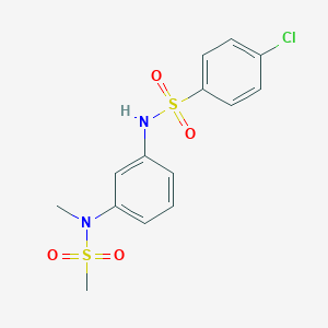 molecular formula C14H15ClN2O4S2 B426577 4-chloro-N-{3-[methyl(methylsulfonyl)amino]phenyl}benzenesulfonamide 