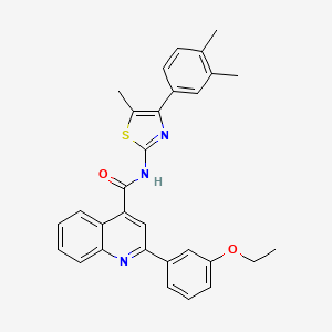 molecular formula C30H27N3O2S B4265795 N-[4-(3,4-dimethylphenyl)-5-methyl-1,3-thiazol-2-yl]-2-(3-ethoxyphenyl)-4-quinolinecarboxamide 