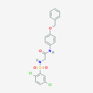 molecular formula C21H18Cl2N2O4S B426580 N-[4-(benzyloxy)phenyl]-2-{[(2,5-dichlorophenyl)sulfonyl]amino}acetamide 