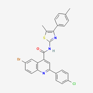 molecular formula C27H19BrClN3OS B4265804 6-bromo-2-(4-chlorophenyl)-N-[5-methyl-4-(4-methylphenyl)-1,3-thiazol-2-yl]-4-quinolinecarboxamide 