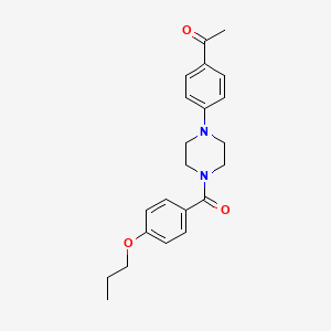 molecular formula C22H26N2O3 B4265807 1-{4-[4-(4-propoxybenzoyl)-1-piperazinyl]phenyl}ethanone 