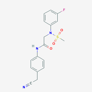molecular formula C17H16FN3O3S B426583 N-[4-(cyanomethyl)phenyl]-2-[3-fluoro(methylsulfonyl)anilino]acetamide 